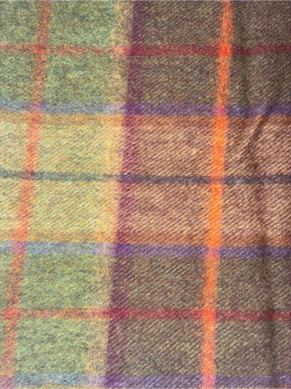 John Hanly Irish Wool Scarf Short Green Earthy Check 236 NEW - Picture 2 of 4